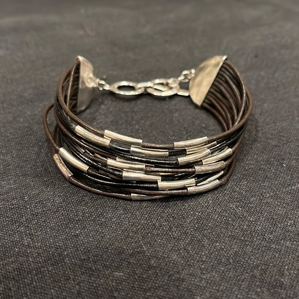 Silpada Speed of Light Sterling  and leather bracelet